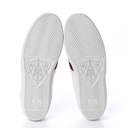 Gucci Calfskin Stripe Womens New Ace Sneakers 39 New Mystic White Ecru Red Flame 5 of 10