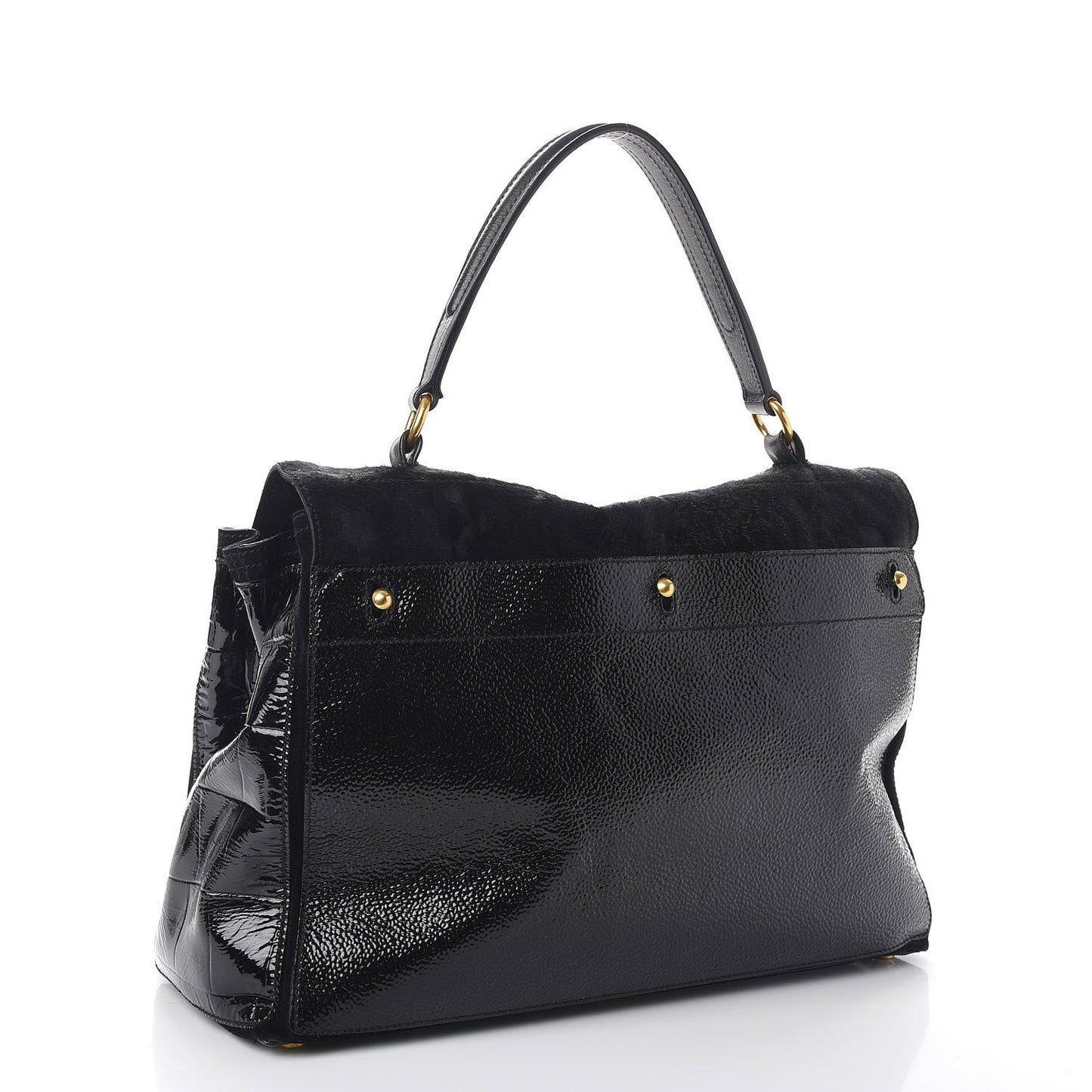 Pony Hair Patent Large Muse Two Black