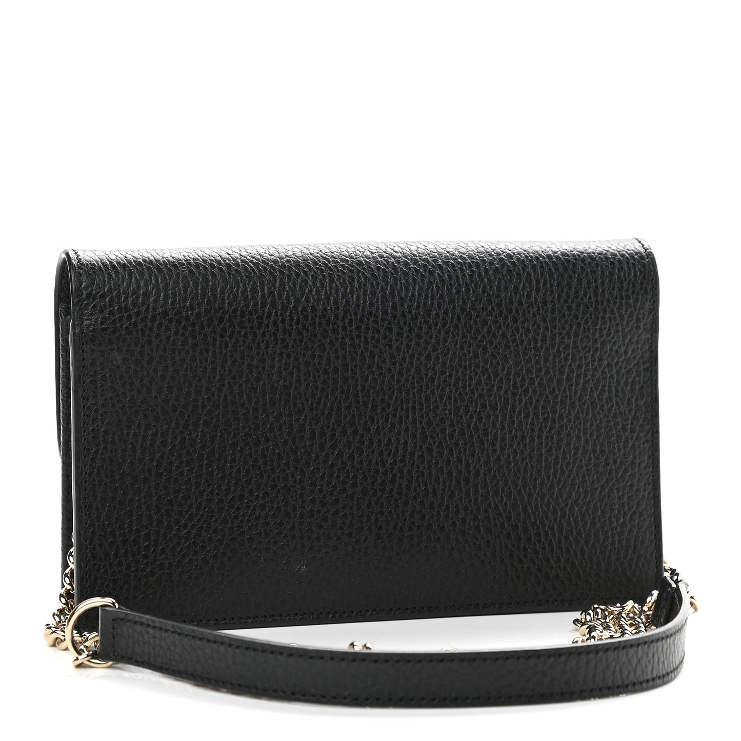 Dollar Calfskin Interlocking G Chain Wallet Black