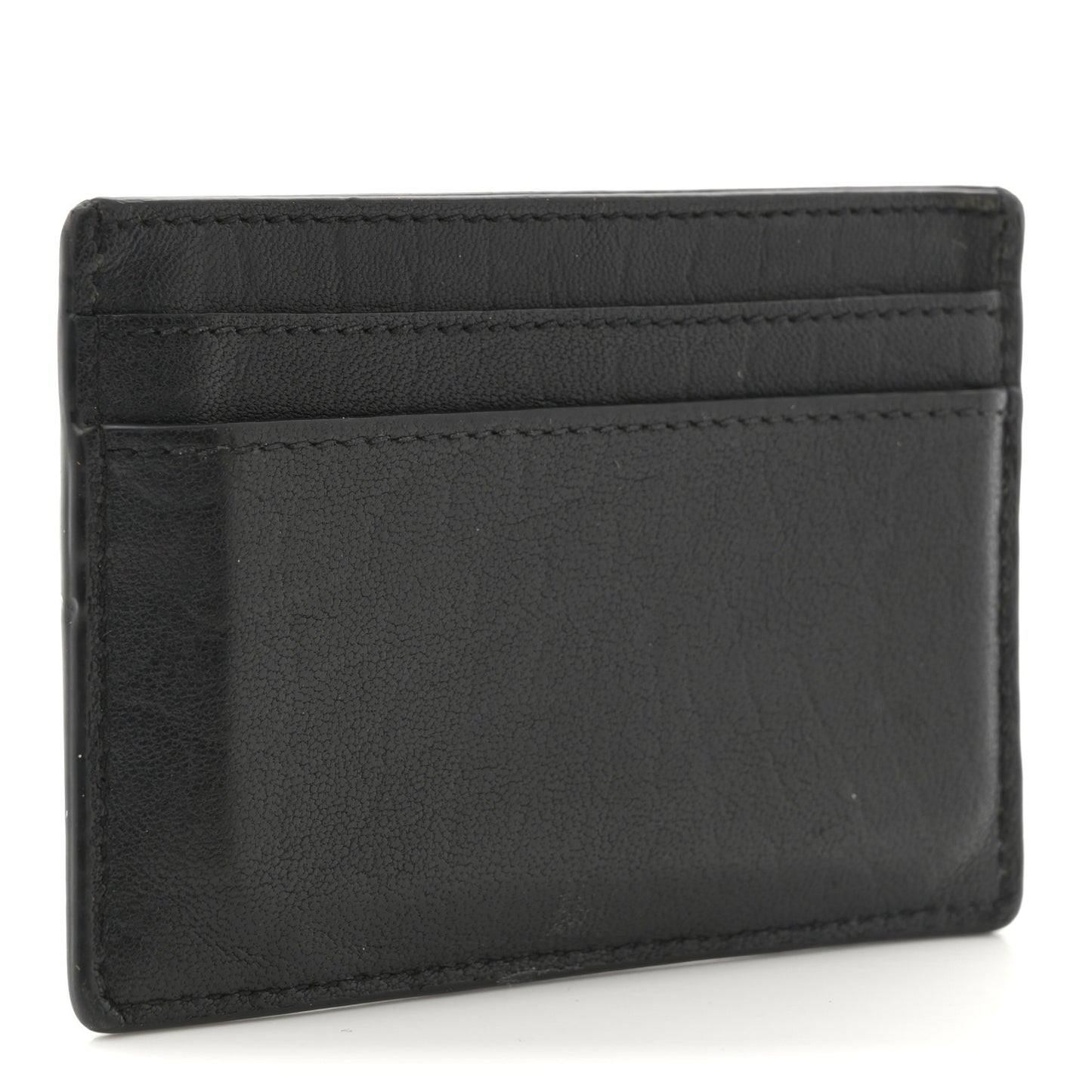 Calfskin Crocodile Embossed Monogram Credit Card Case Black
