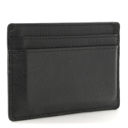 Saint Laurent Calfskin Crocodile Embossed Monogram Credit Card Case Black 3 of 8