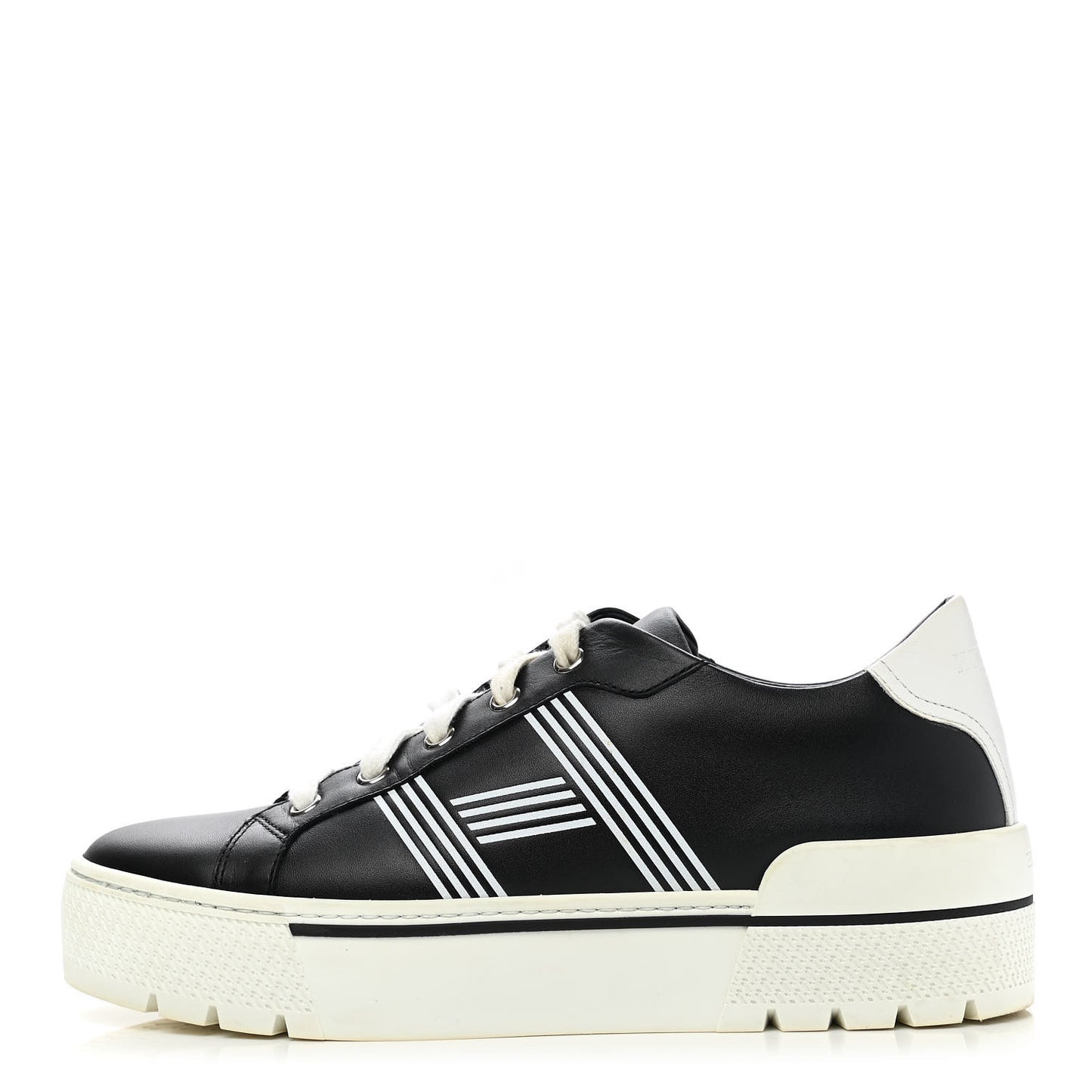 Calfskin Womens Dare Sneakers 38 Black White