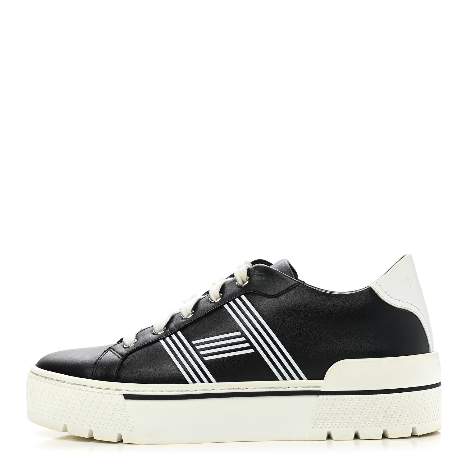 Hermes Calfskin Womens Dare Sneakers 38 Black White 1 of 11