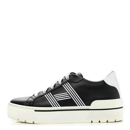 Hermes Calfskin Womens Dare Sneakers 38 Black White 1 of 11