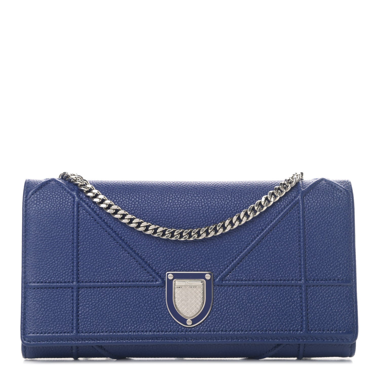 Christian Dior Grained Calfskin Diorama Croisiere Chain Wallet Blue 1 of 4