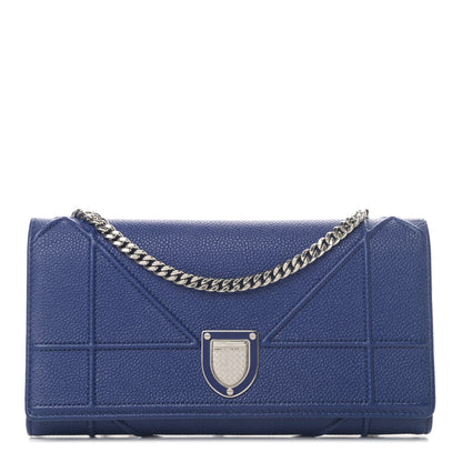 Christian Dior Grained Calfskin Diorama Croisiere Chain Wallet Blue 1 of 4