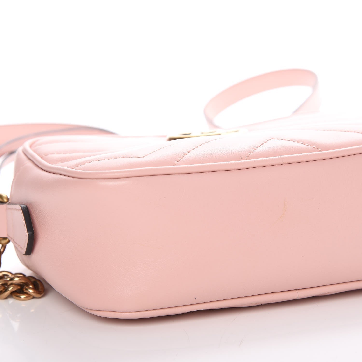 Gucci Calfskin Matelasse Mini GG Marmont Chain Shoulder Bag Perfect Pink 9 of 9