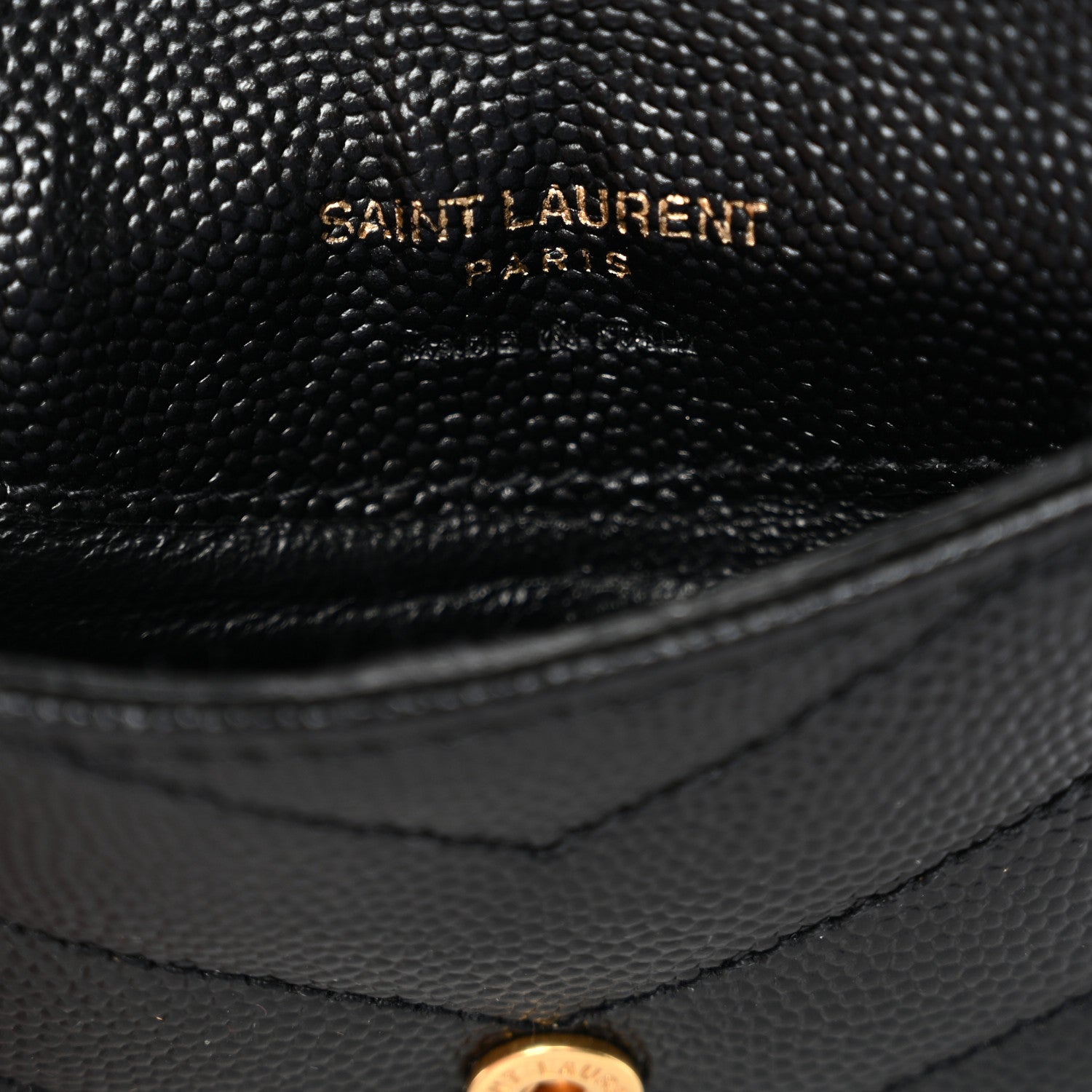 Saint Laurent Grain De Poudre Matelasse Chevron Monogram Compact Wallet Black 6 of 9