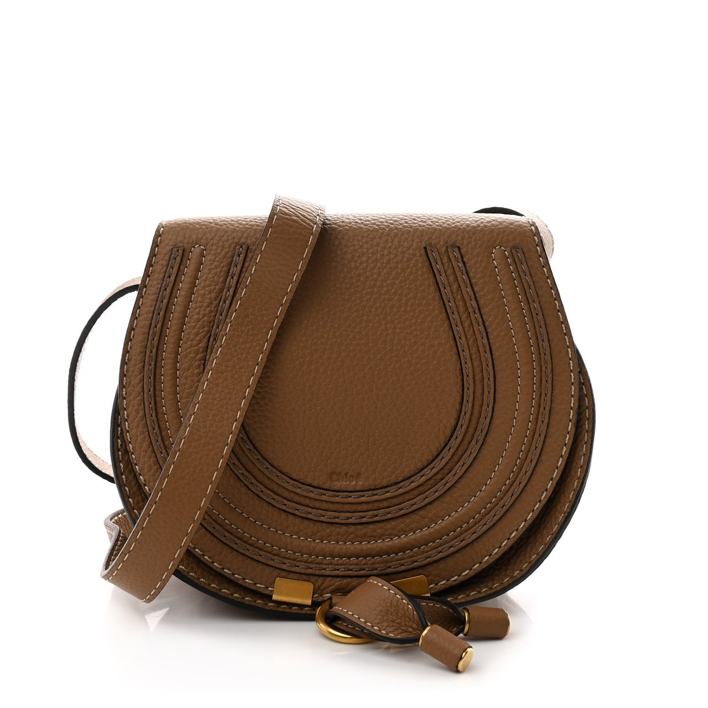 Calfskin Mini Marcie Round Crossbody Bag Nut