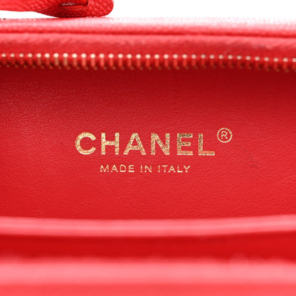Chanel Caviar Quilted Small CC Filigree Vanity Case Red 6 of 15