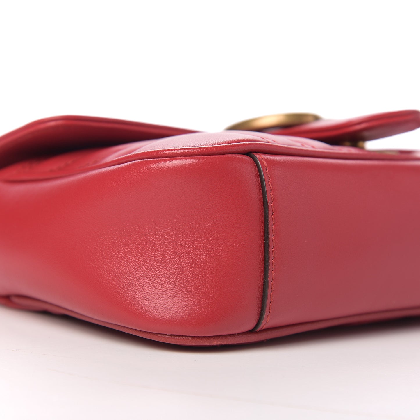 Calfskin Matelasse Mini GG Marmont Shoulder Bag Hibiscus Red
