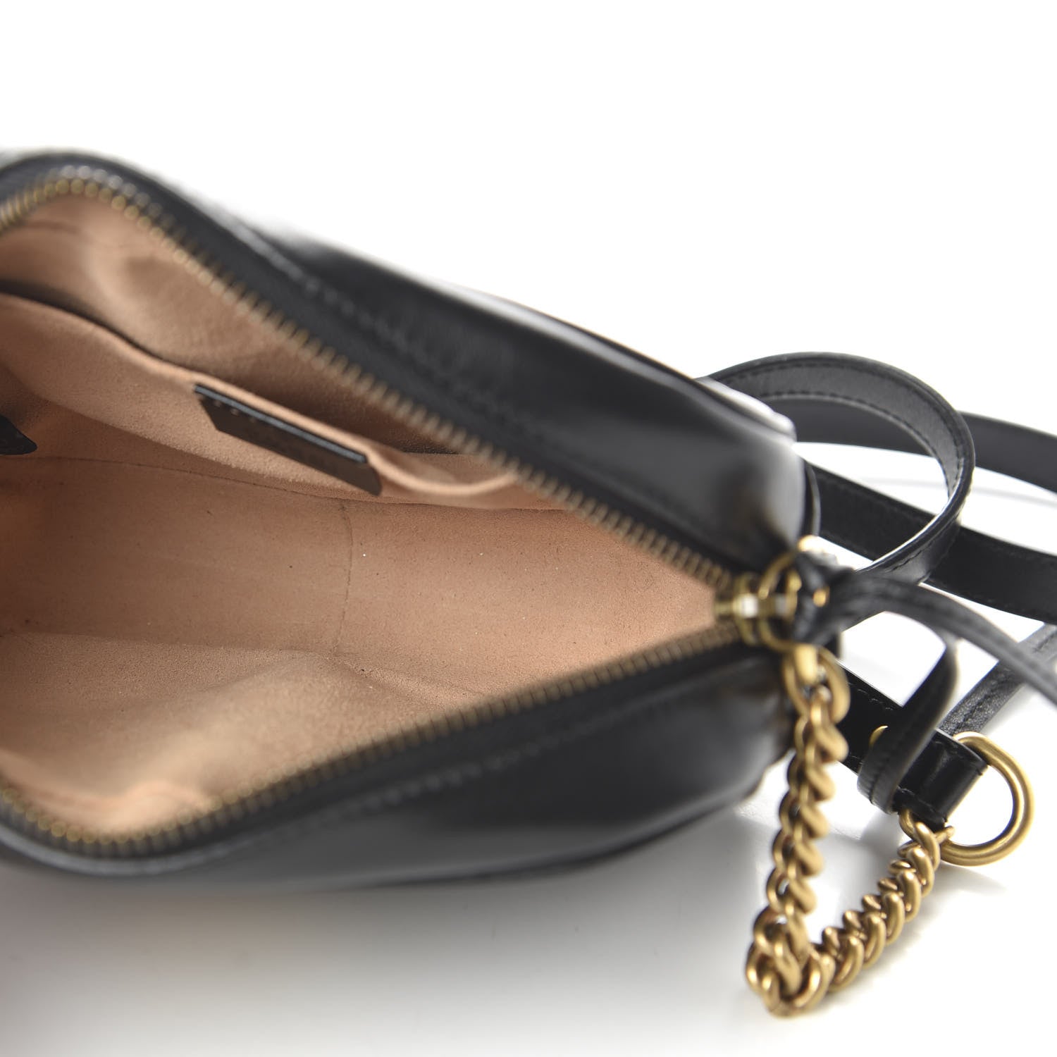 Gucci Calfskin Matelasse Mini GG Marmont Chain Shoulder Bag Black 5 of 10