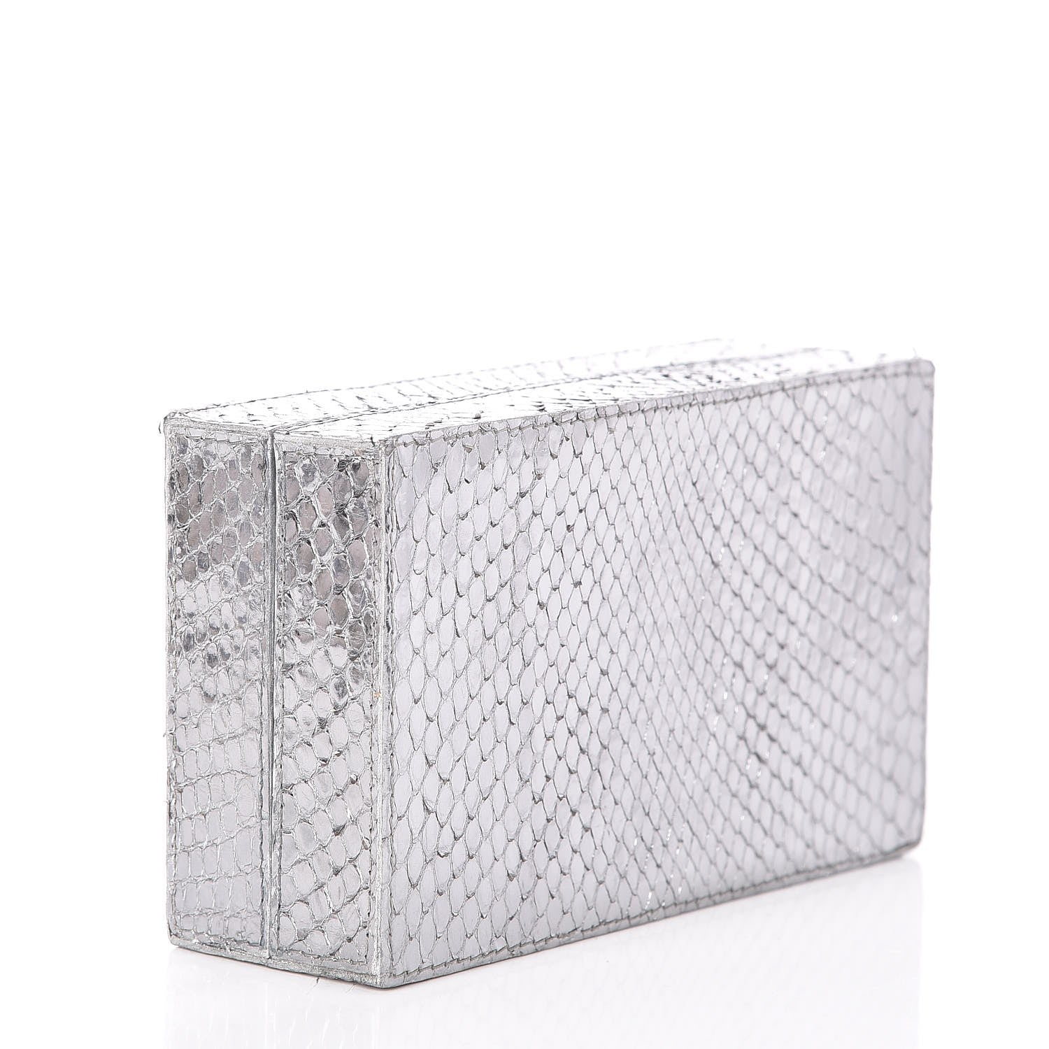 Nancy Gonzalez Metallic Python Box Clutch Silver 3 of 5