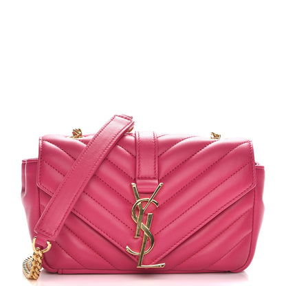Saint Laurent Calfskin Matelasse Chevron Classic Monogram Baby Chain Bag Fuchsia 1 of 7