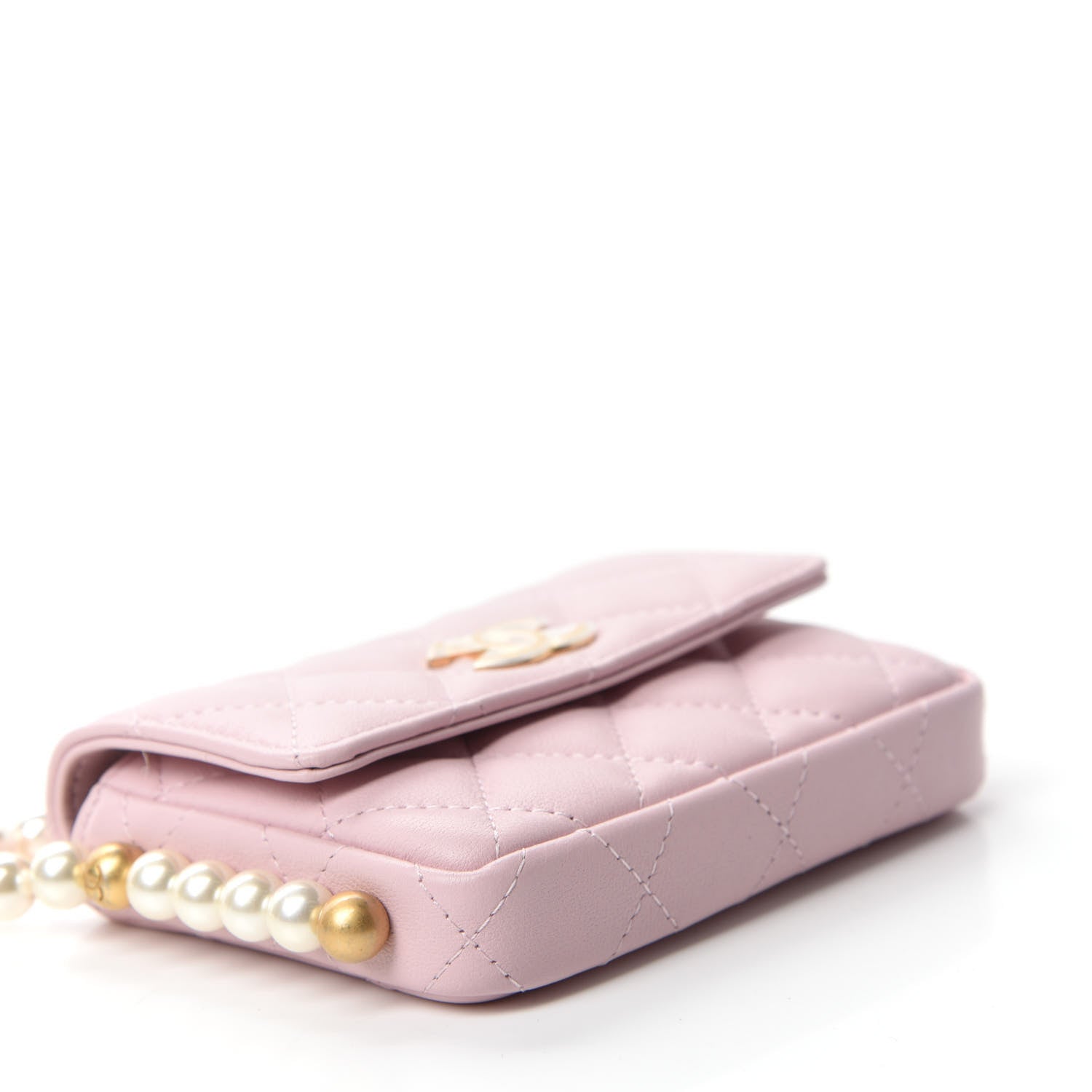 Chanel Calfskin Quilted About Pearls Card Holder Flap With Chain Light Pink 4 of 12