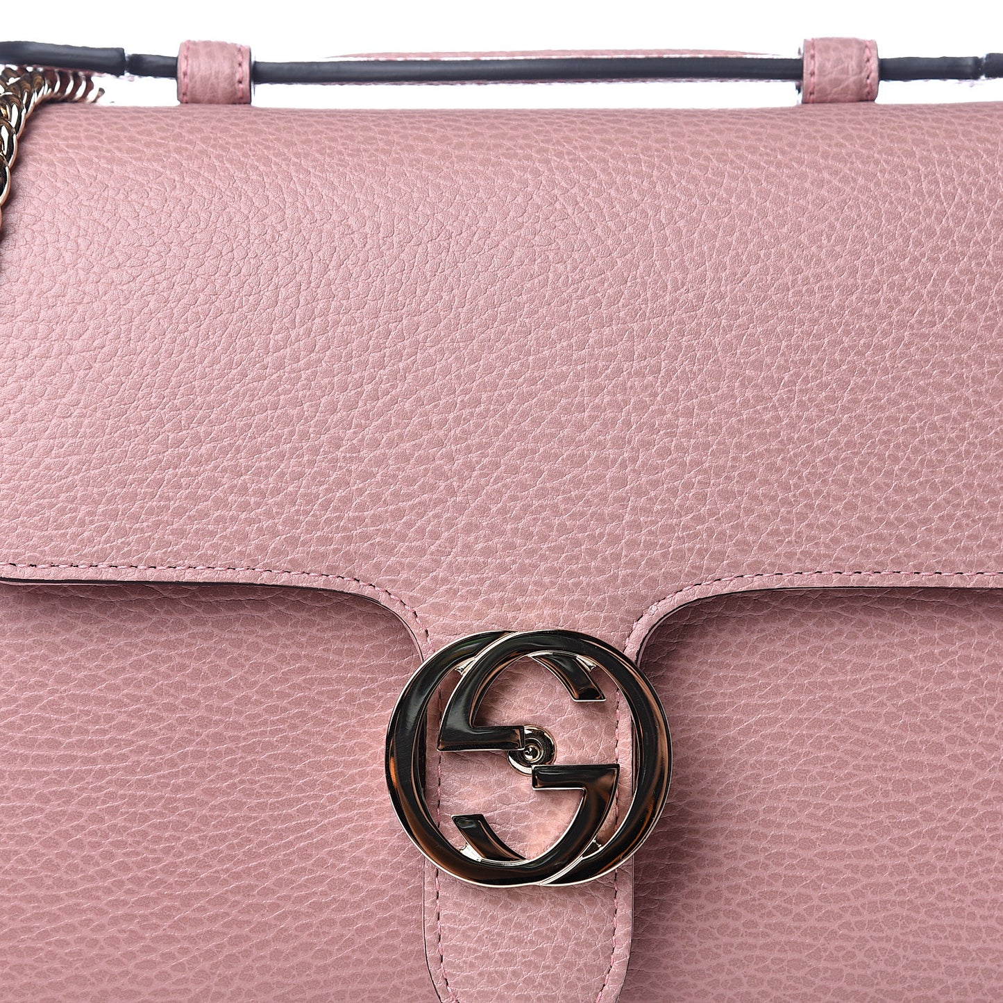 Dollar Calfskin Interlocking G Top Handle Shoulder Bag Soft Pink