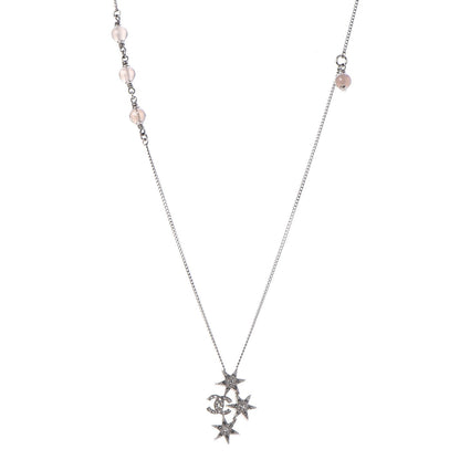 Chanel Crystal Bead CC Star Necklace Silver 1 of 7