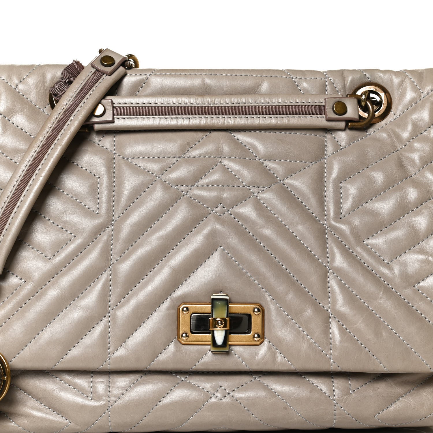 Lanvin Lambskin Quilted Large Happy Shoulder Bag Taupe 7 of 13