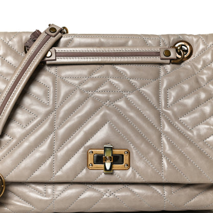 Lanvin Lambskin Quilted Large Happy Shoulder Bag Taupe 7 of 13
