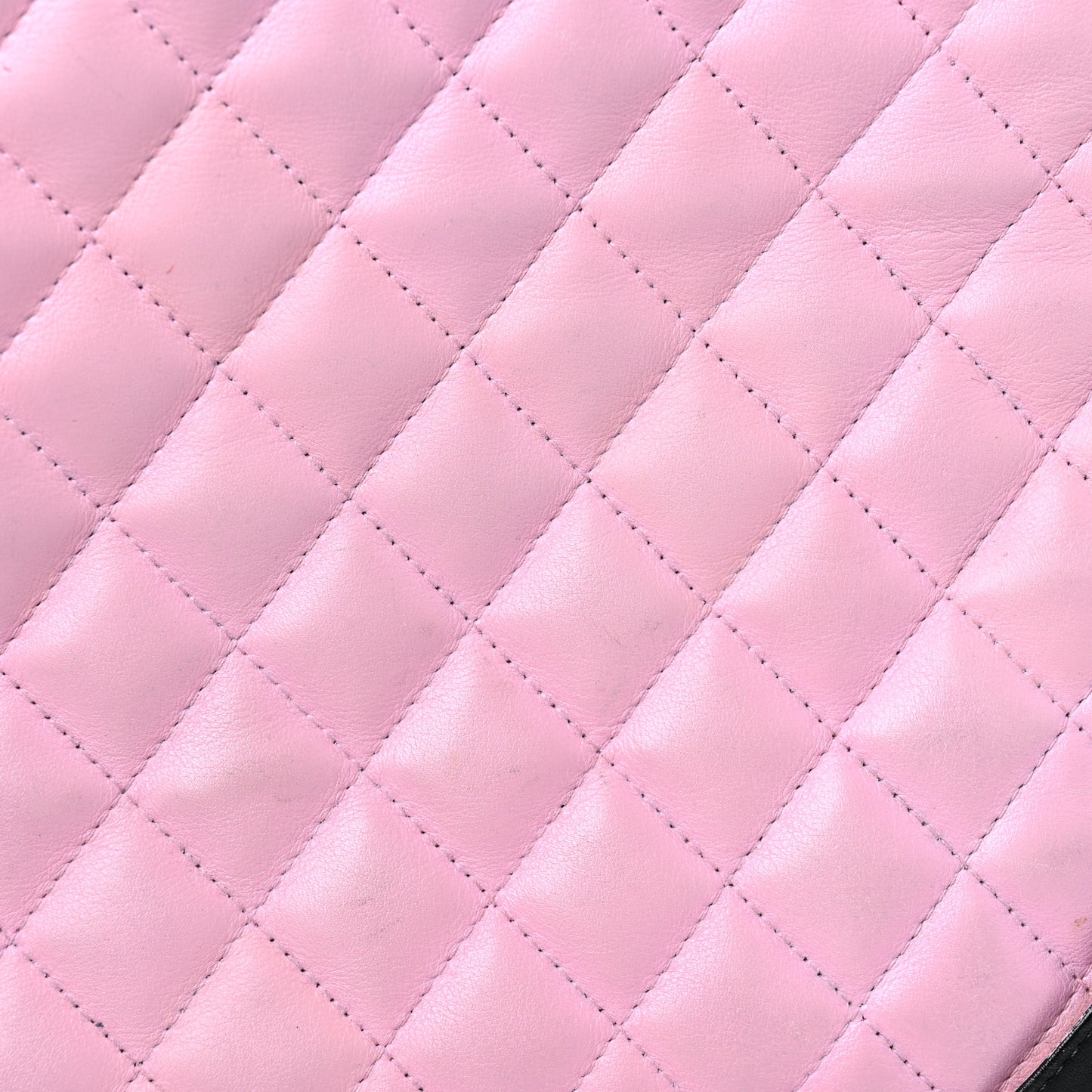 Calfskin Quilted Large Cambon Tote Pink Black