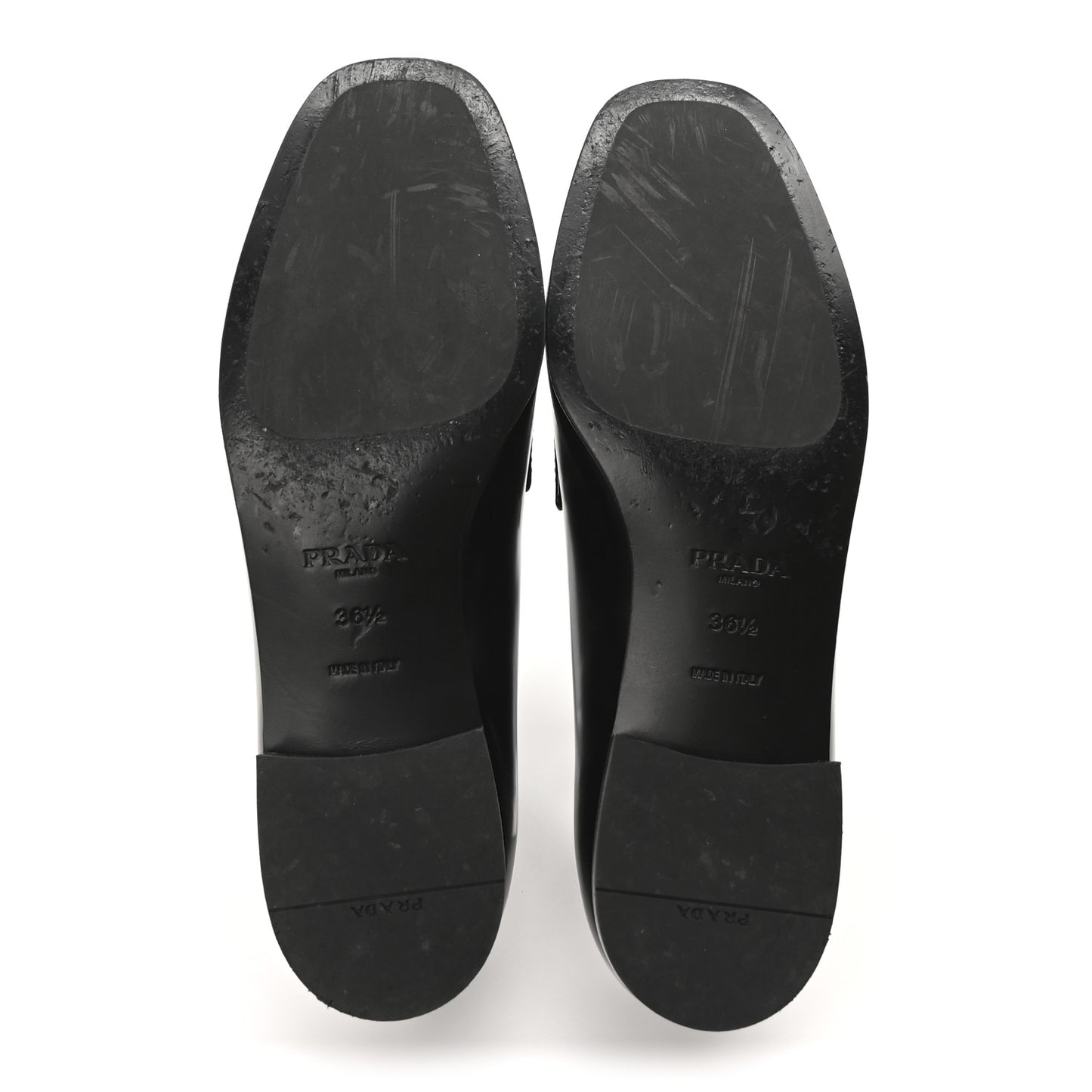 Brushed Calfskin Metal Triangle Logo 20mm Loafers 36.5 Black