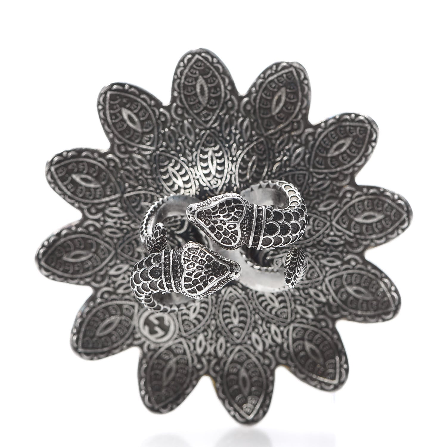 Gucci Sterling Silver Resin Flower Ring Turquoise 54 7 3 of 4