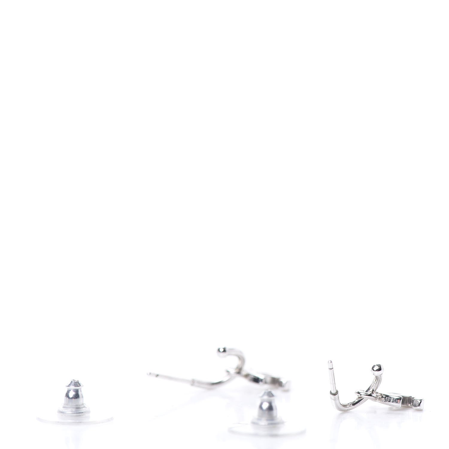 Chanel Ruthenium CC Drop Earrings Silver 3 of 4