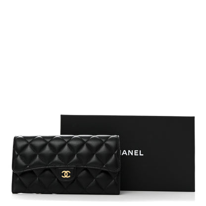 Chanel Lambskin Quilted Large Flap Wallet Black 9 of 9