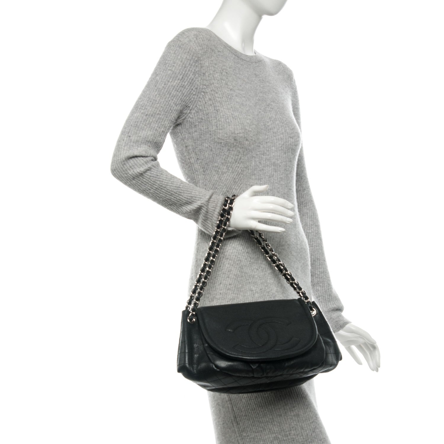 Chanel Caviar Half Moon Large Flap Black 2 of 7