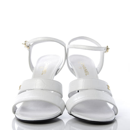 Chanel CHANELCalfskin Crocodile Embossed Sandals 36 White 2 of 10