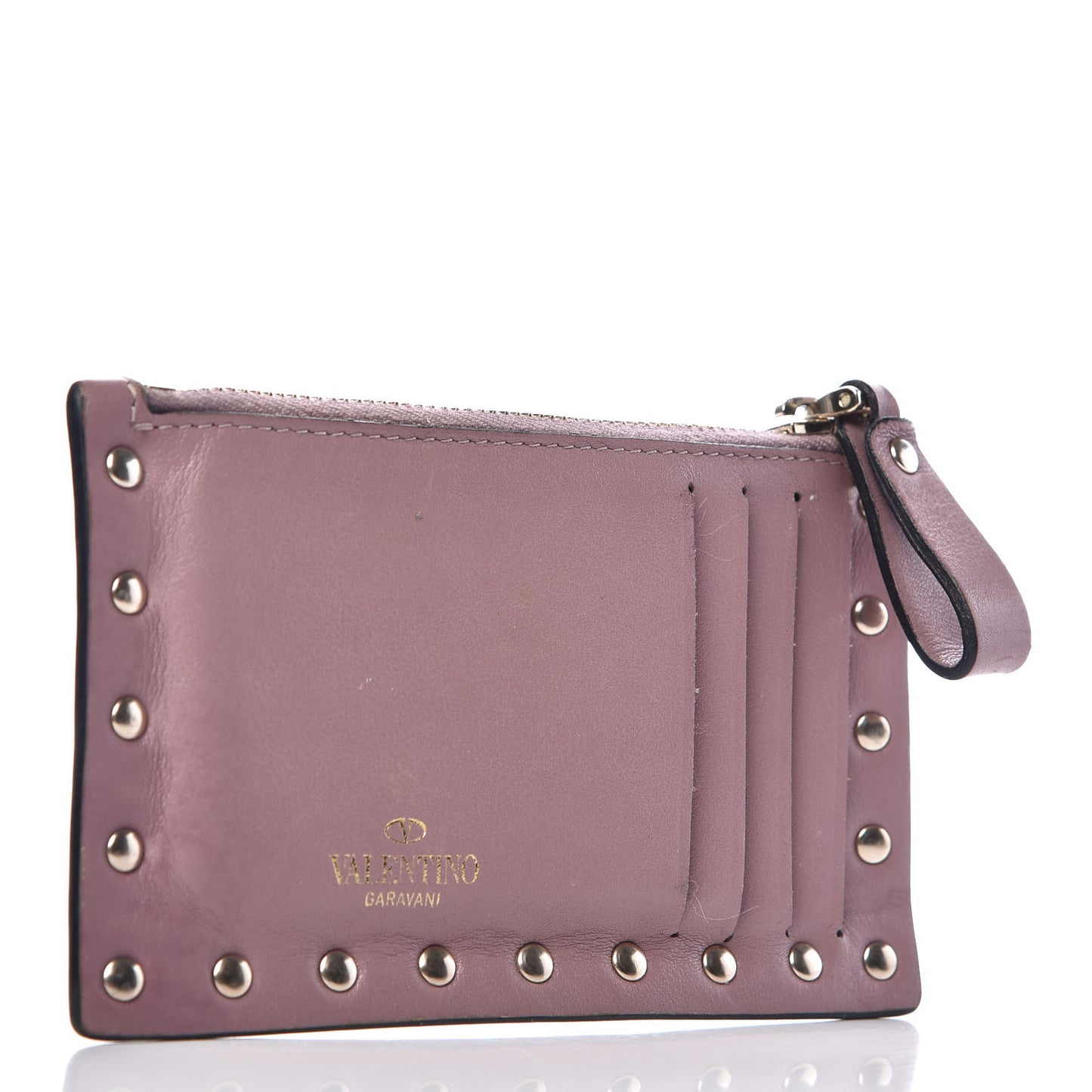 Vitello Rockstud Coin Case Card Holder Lipstick