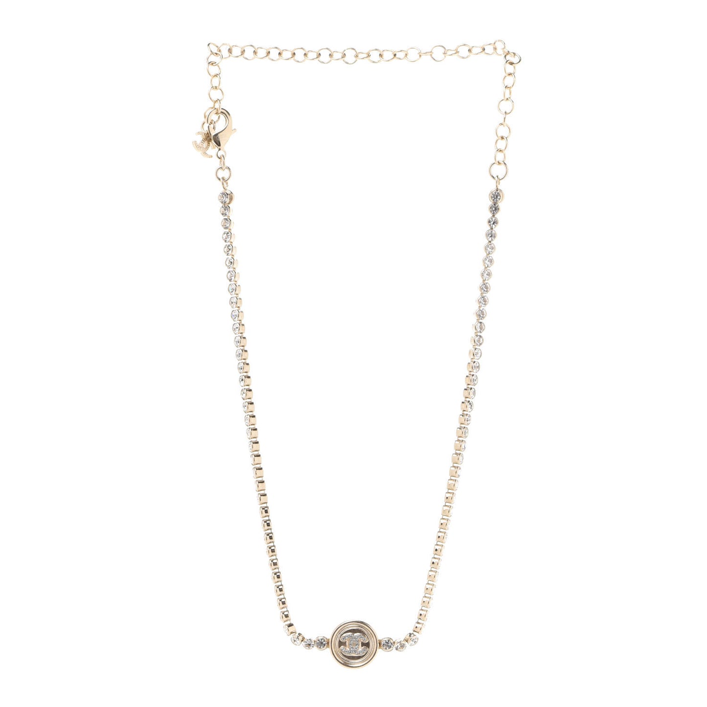Crystal CC Chain Short Necklace Gold
