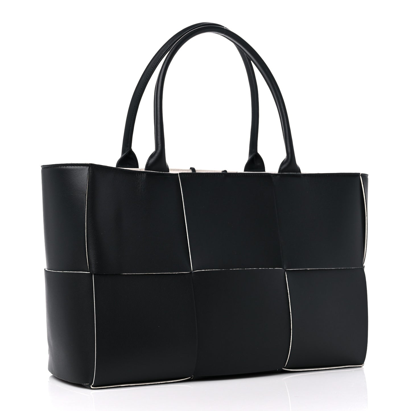 Nappa Maxi Intrecciato Arco Tote Black White