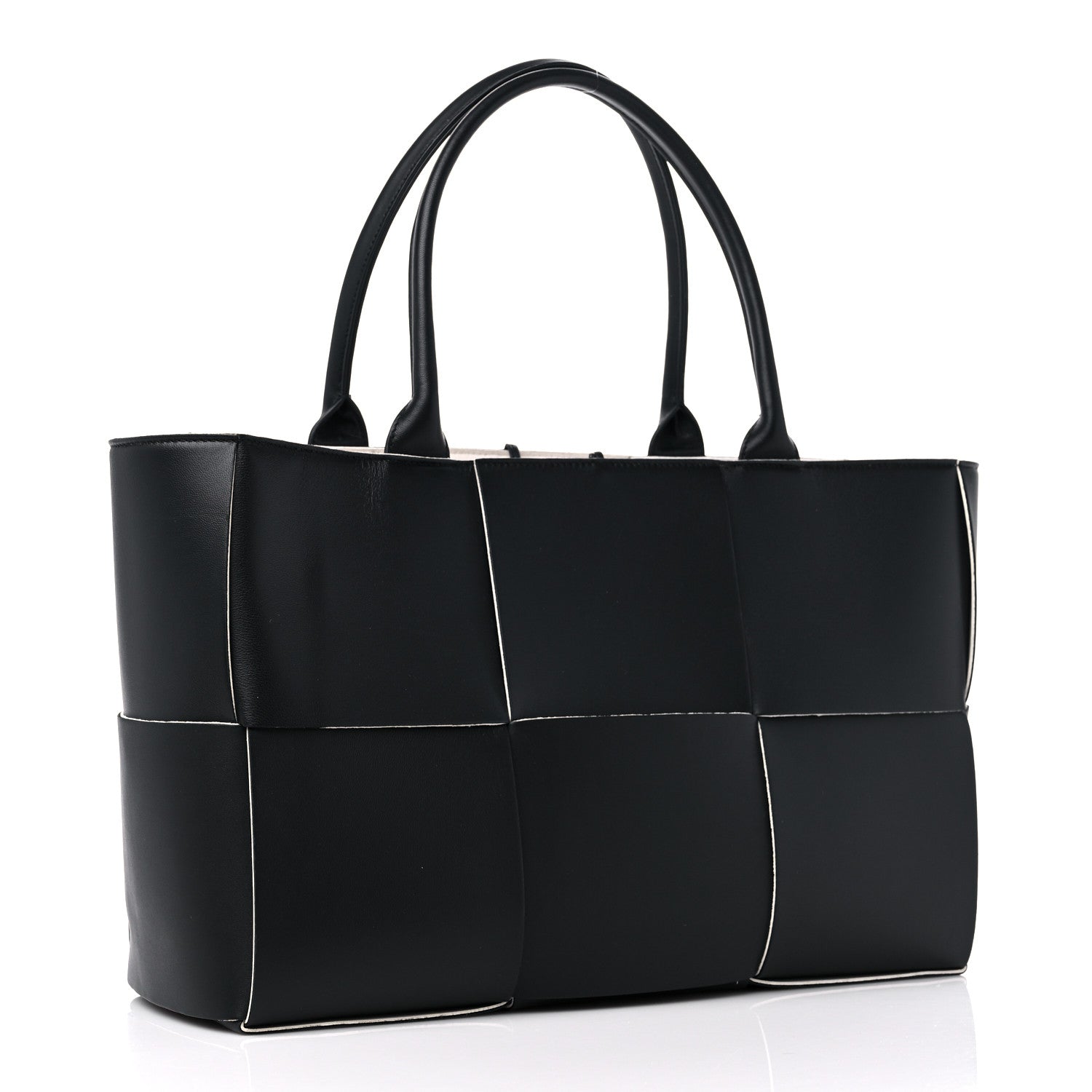Bottega Veneta Nappa Maxi Intrecciato Arco Tote Black White 3 of 8