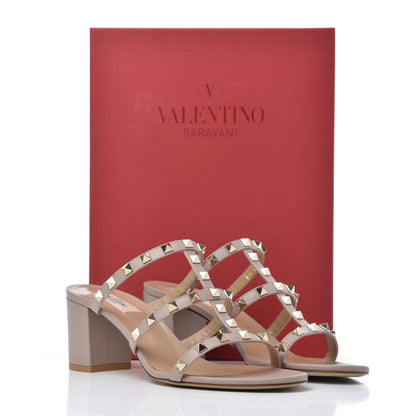 Valentino Garavani Calfskin Rockstud 60mm Caged Slide Sandals 40 Poudre 9 of 9
