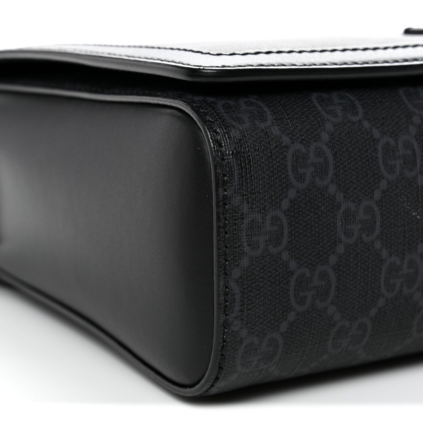 GG Supreme Monogram Appia Calfskin Web Crossbody Bag Black Grey