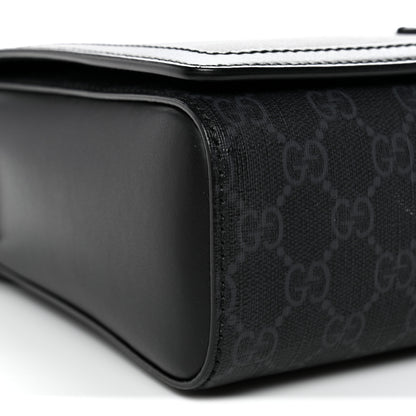 Gucci GG Supreme Monogram Appia Calfskin Web Crossbody Bag Black Grey 9 of 10