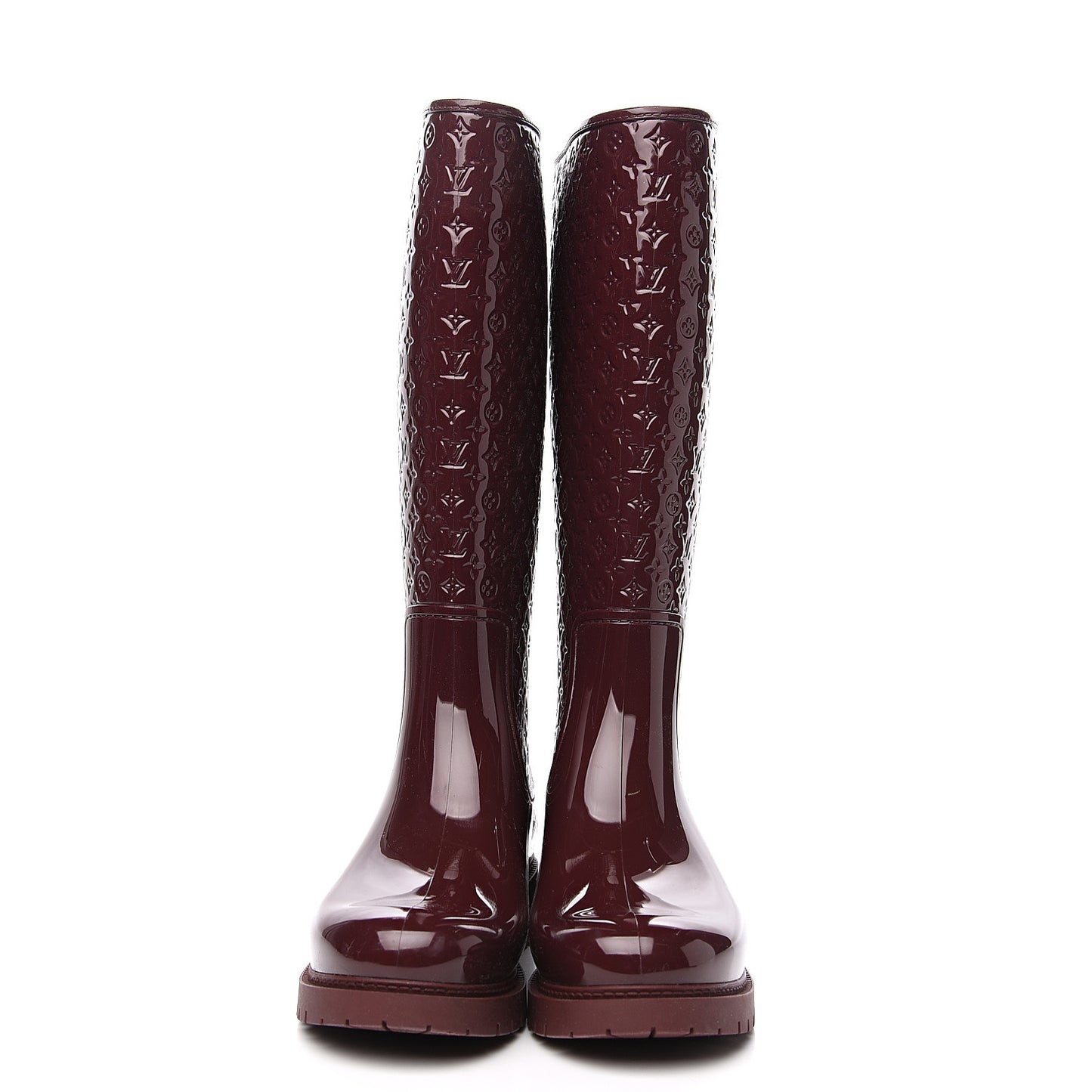 Rubber Embossed Monogram Splash Rain Boots 41 Brown