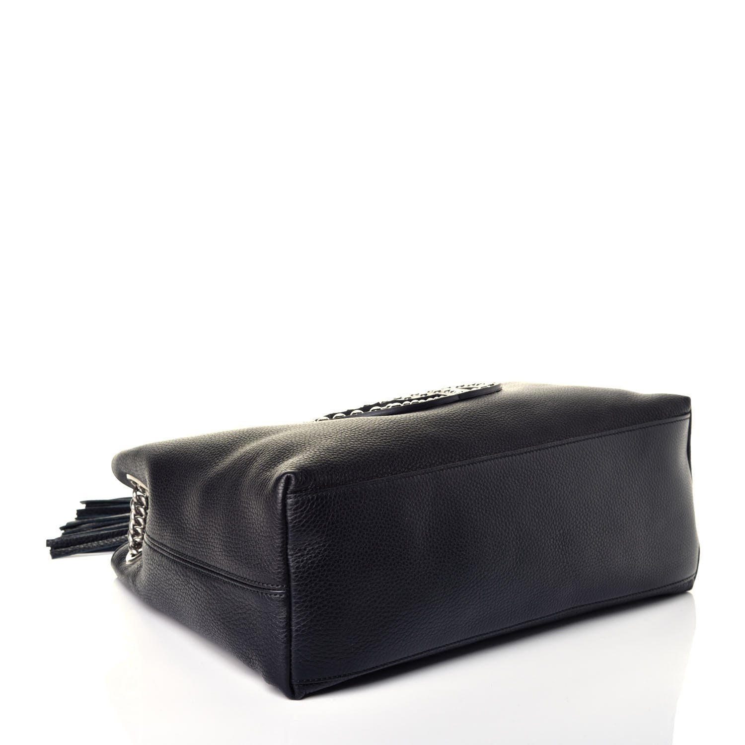 Gucci Pebbled Calfskin Studded Medium Soho Chain Shoulder Bag Black 6 of 17