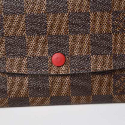 Louis Vuitton Damier Ebene Emilie Wallet Red 7 of 9