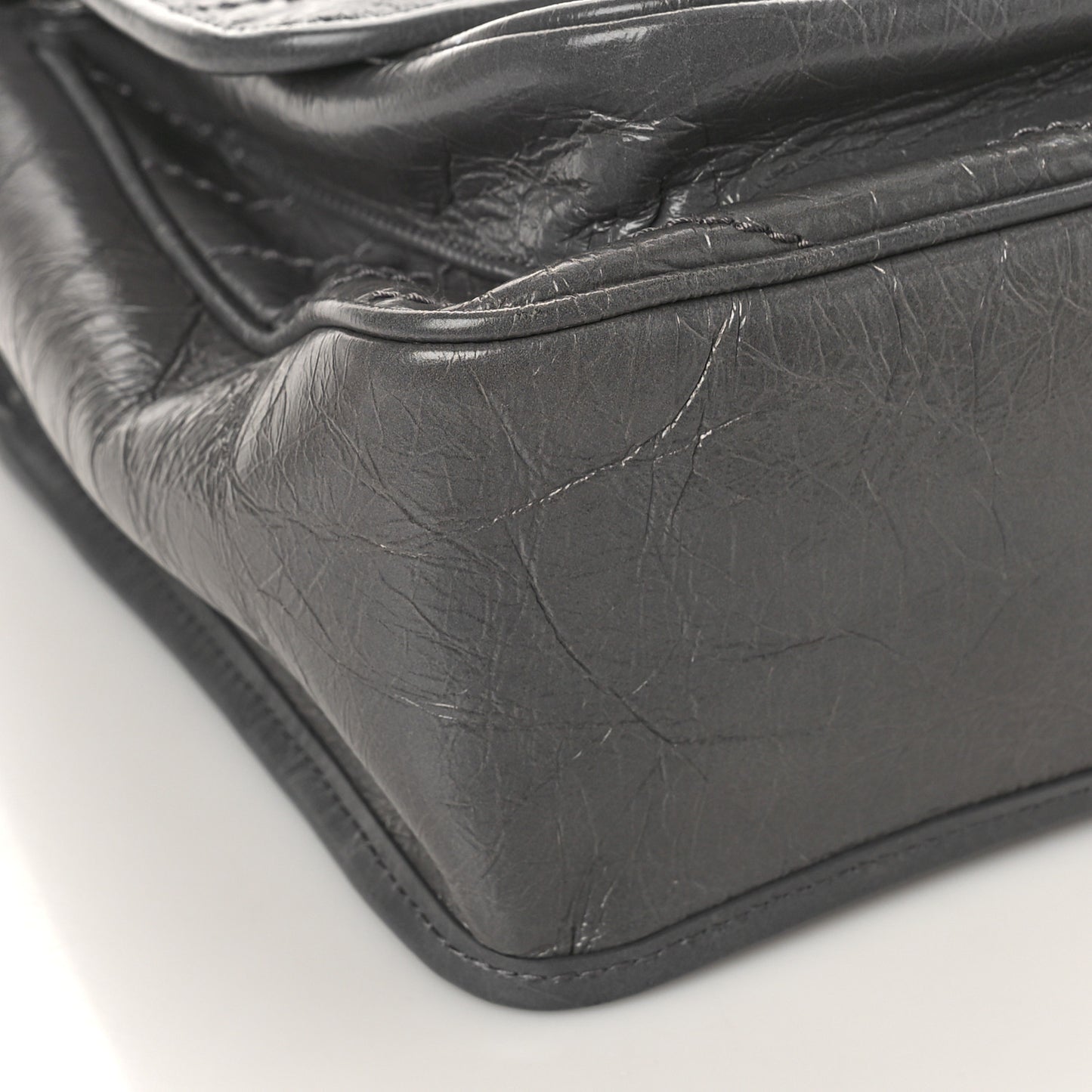 Crinkled Calfskin Matelasse Monogram Medium Niki Chain Satchel Fog