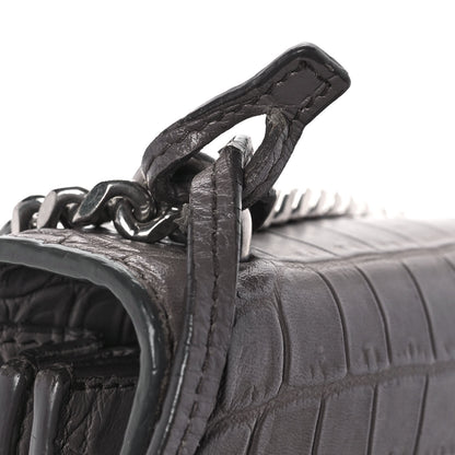 Saint Laurent Calfskin Crocodile Embossed Medium Monogram Sunset Fog 9 of 9