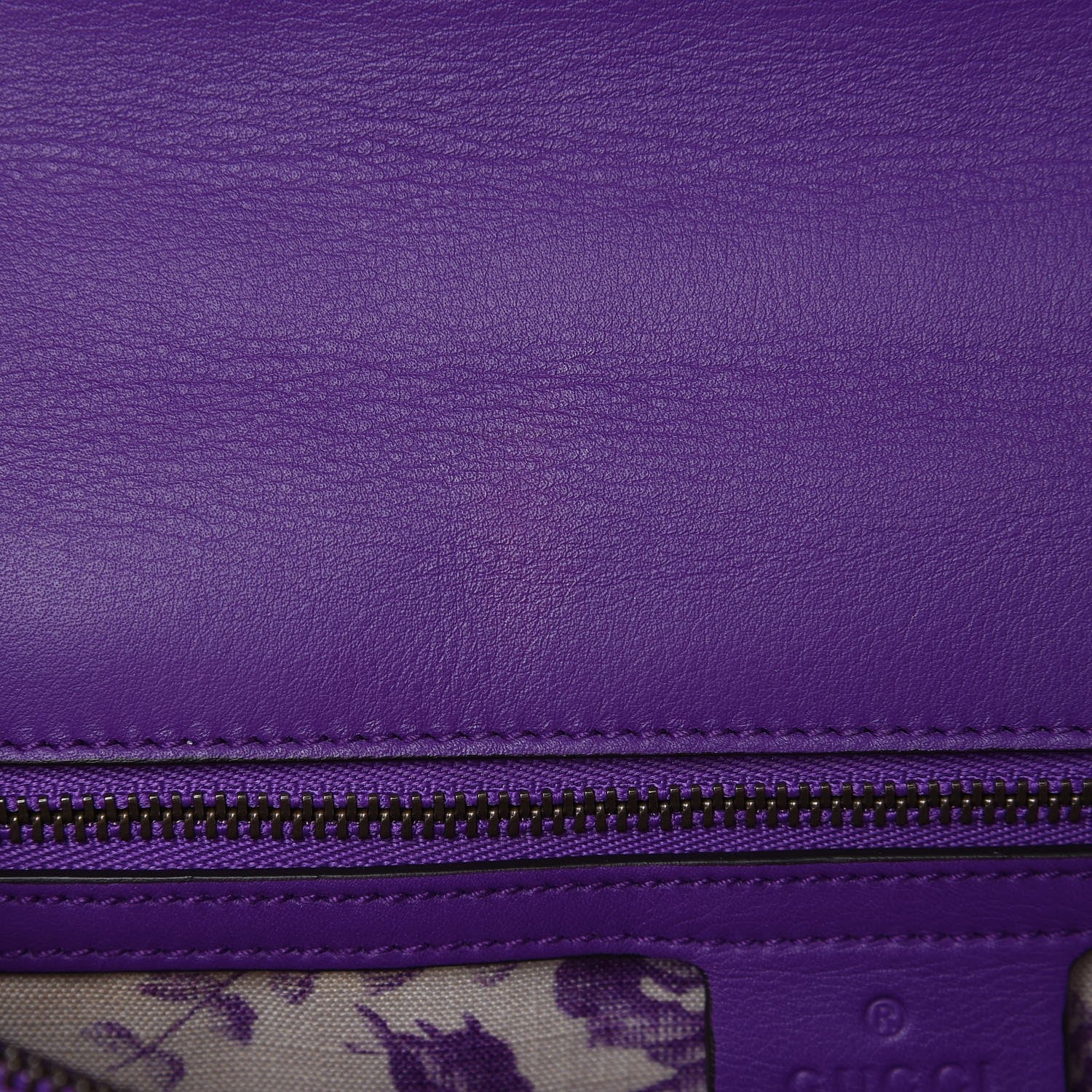 Gucci Calfskin Animalier Shoulder Bag Purple 6 of 8