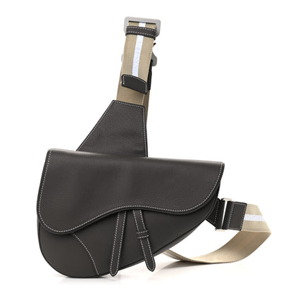 Christian Dior Grained Calfskin Kim Jones Saddle Bag Grey 1 of 8