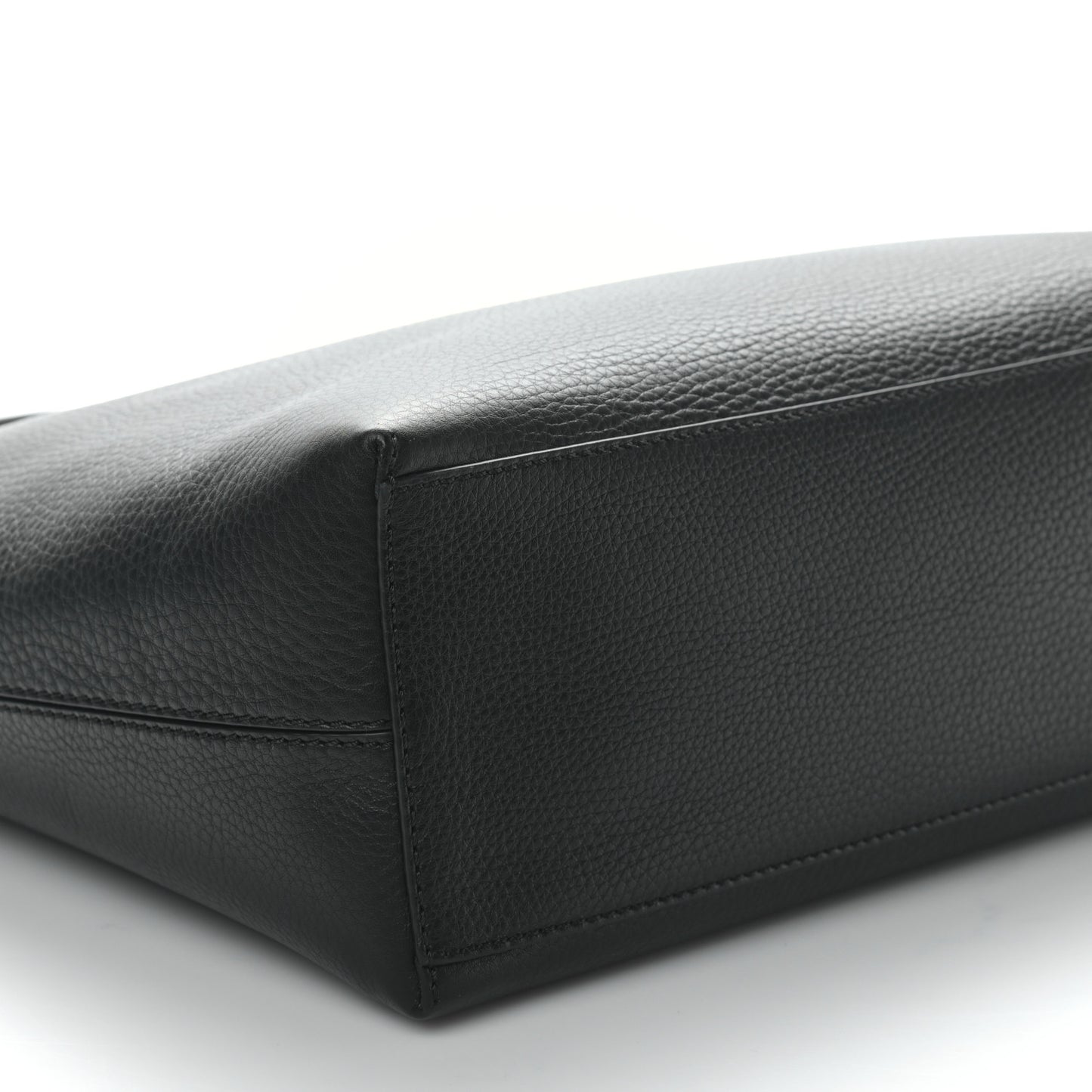 Grained Calfskin Rockstud Shoulder Tote Black