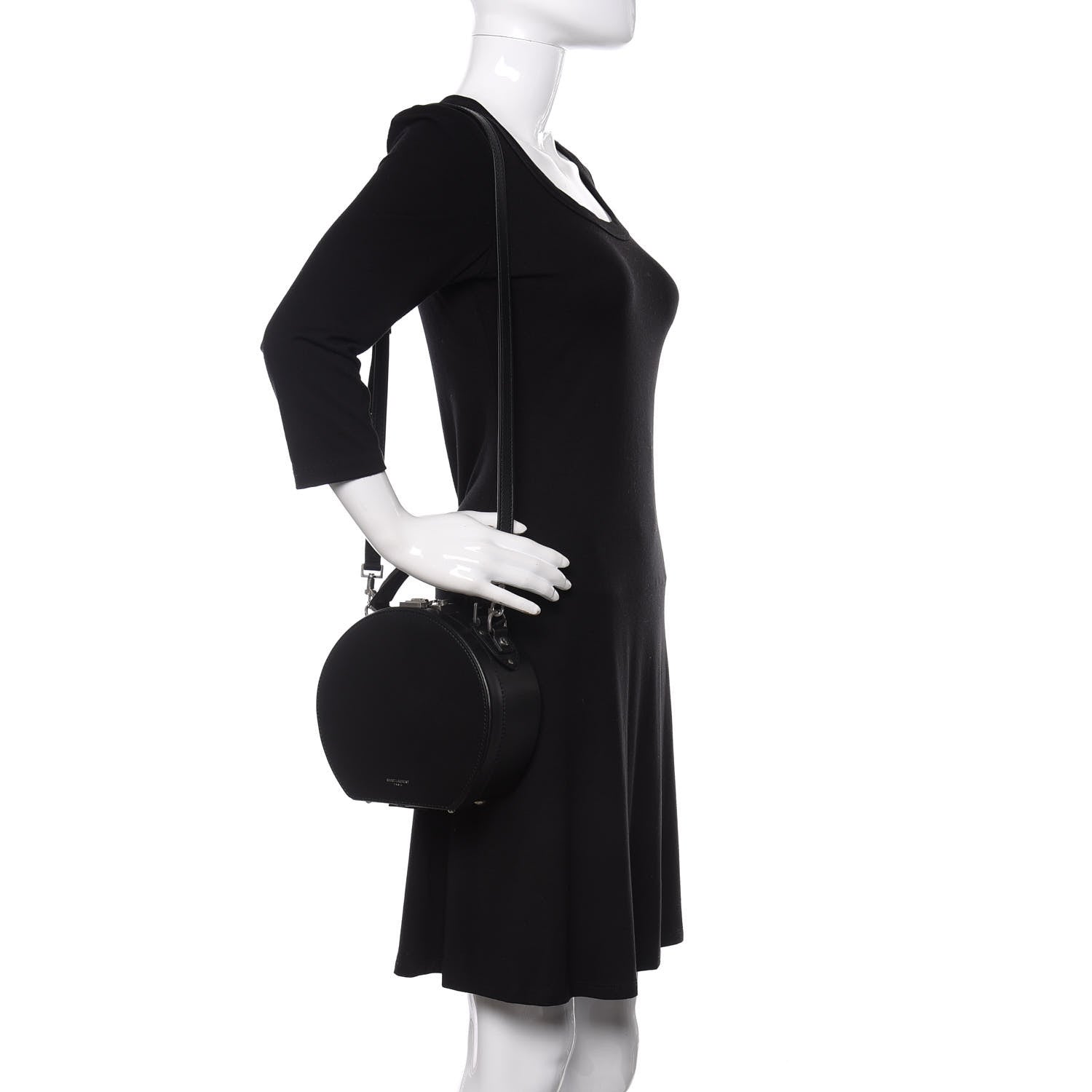 Saint Laurent Calfskin Small Mica Hat Box Black 2 of 10