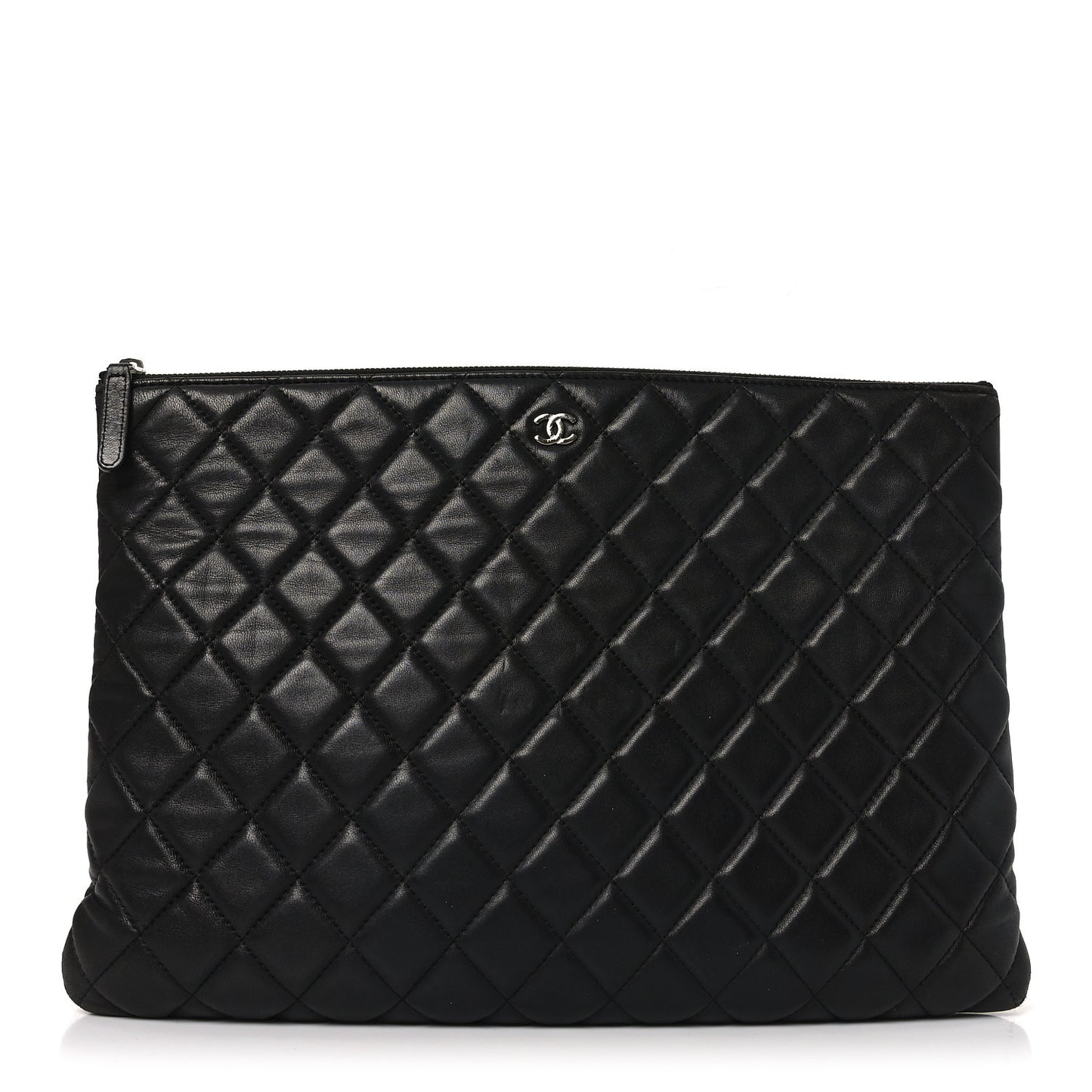 Lambskin Quilted Large Cosmetic Case Black