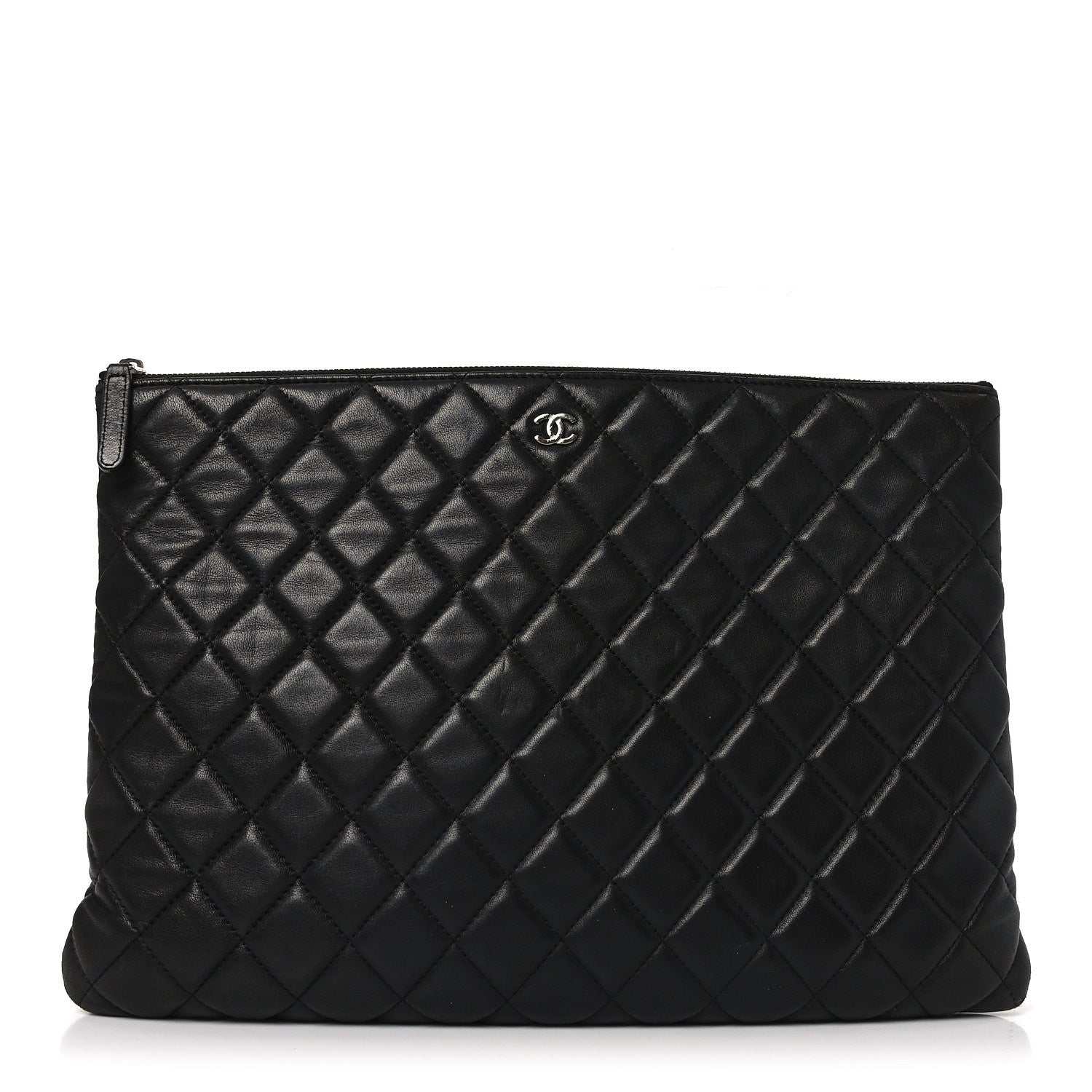 Chanel Lambskin Quilted Large Cosmetic Case Black 1 of 10
