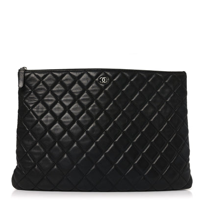Chanel Lambskin Quilted Large Cosmetic Case Black 1 of 10