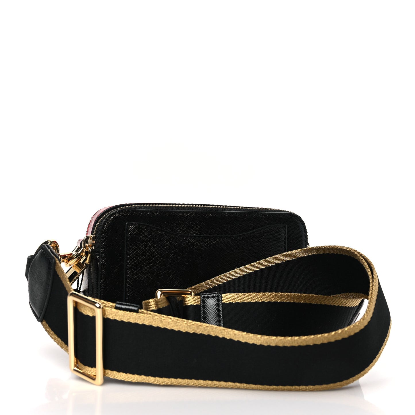 Saffiano Checkered Snapshot Camera Bag Gold Multicolor